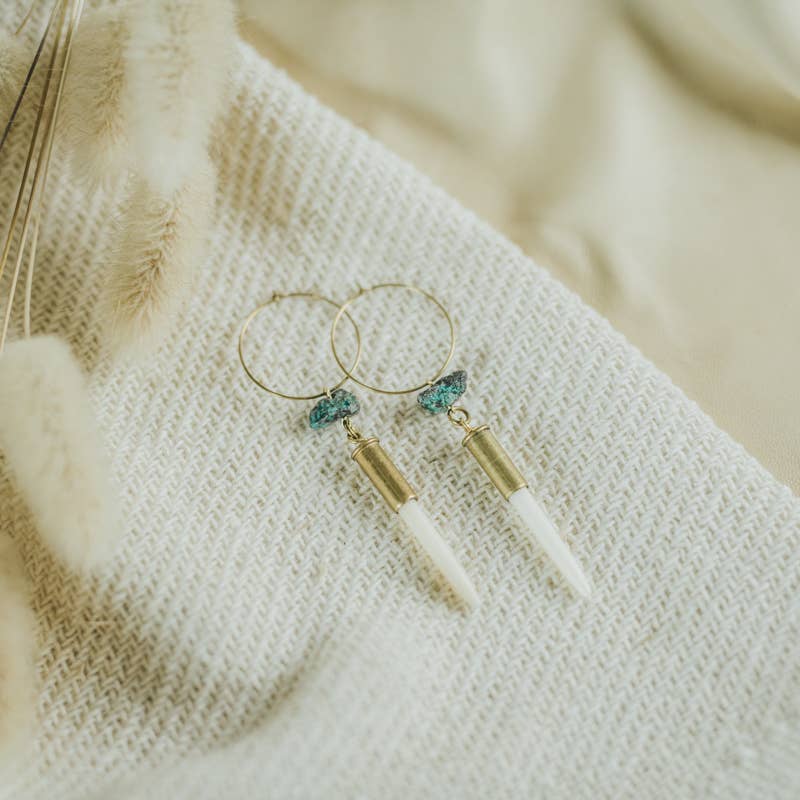 Beth Dutton Quill Earrings // Turq Hoop Variant
