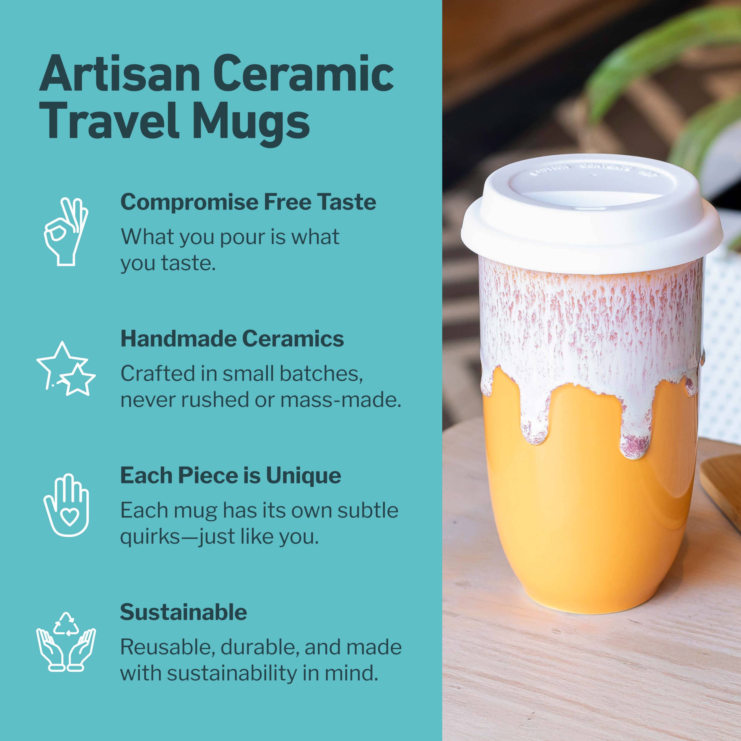 Grapefruit Ceramic Travel Mug – 16oz with Lid & Sleeve