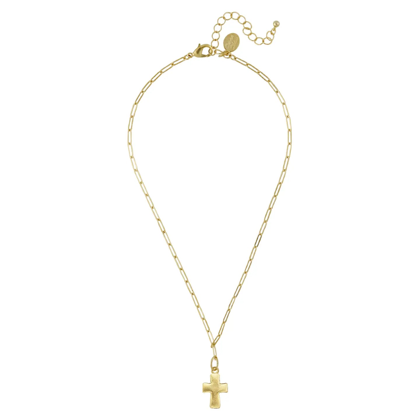 Gold Cross Small Paperclip Necklace