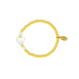 Stretchy Gold Bead Heart Birthstone Bracelets for Kids