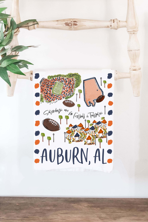 Happy by Rachel | College Town Tea Towel - Auburn