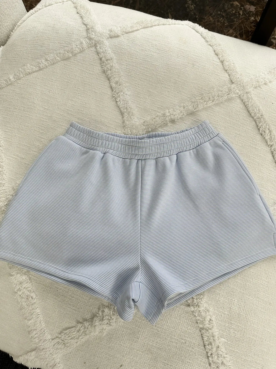Blue & White Mini Stripe Shorts