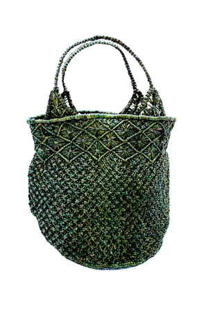 Luca Macrame Diamond and Crochet Straw Handbag