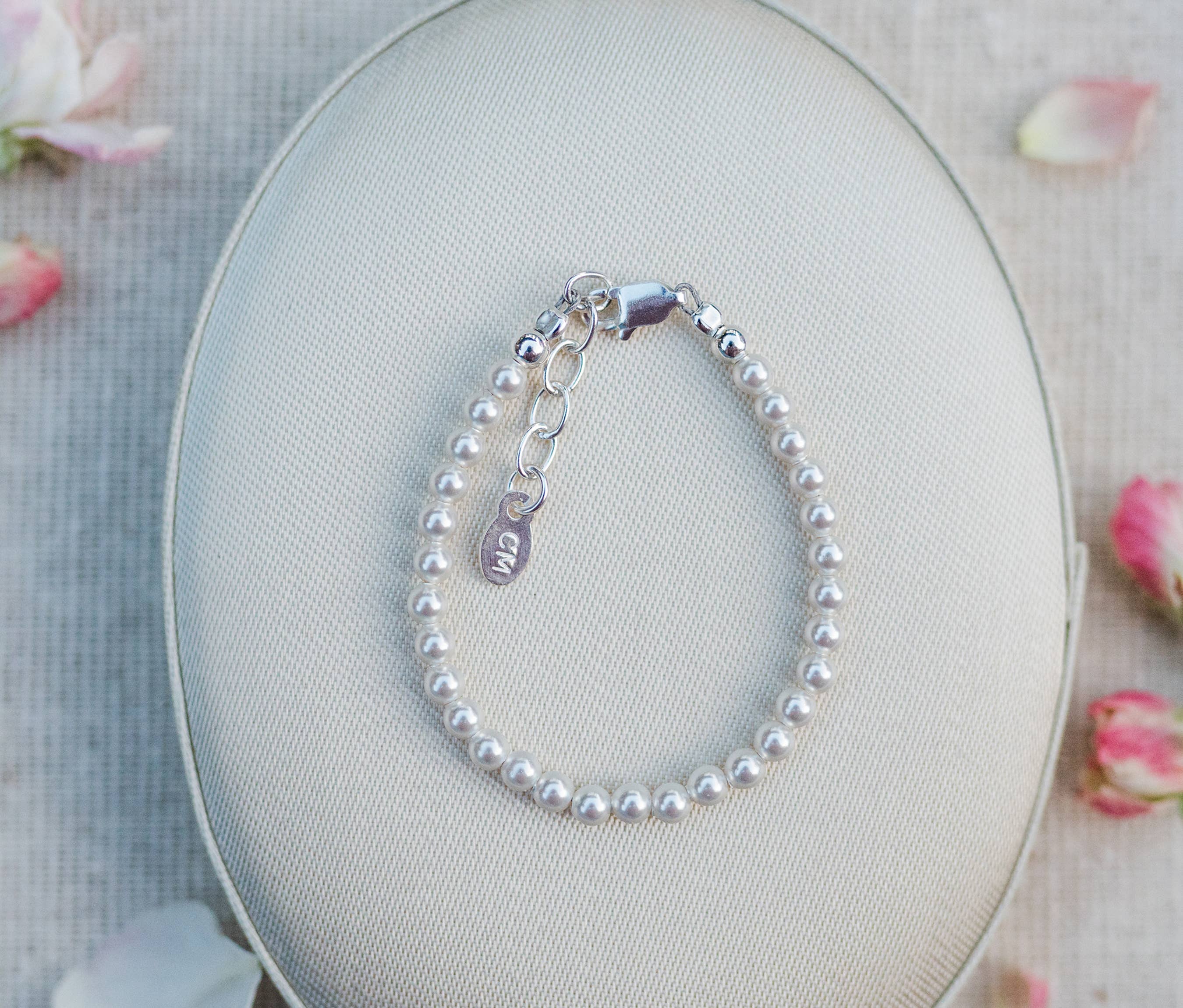 Serenity Sterling Silver Baby's 1st Pearls Bracelet Keepsake Gift