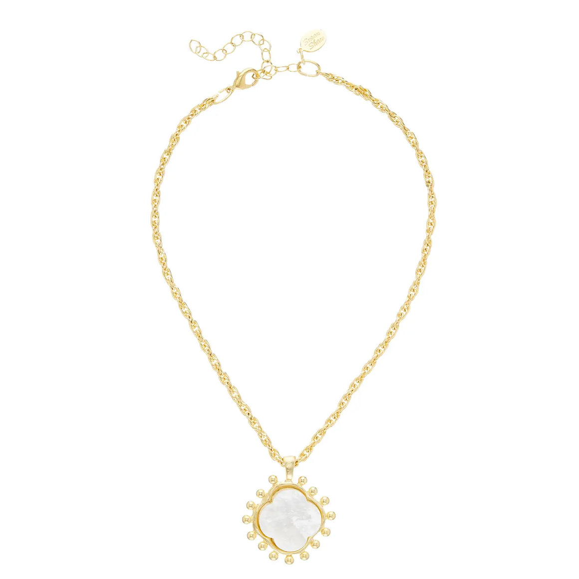 Susan Shaw | Gold Mother of Pearl Clover 15" Necklace