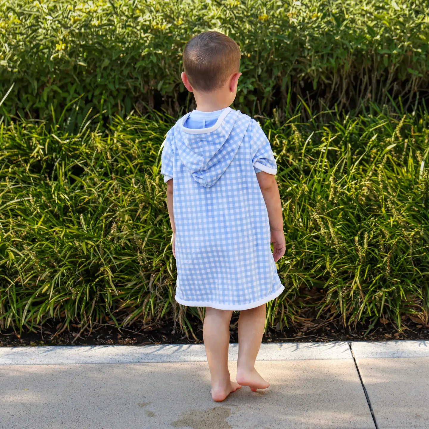 Blue Gingham Boys Swim Cover Up