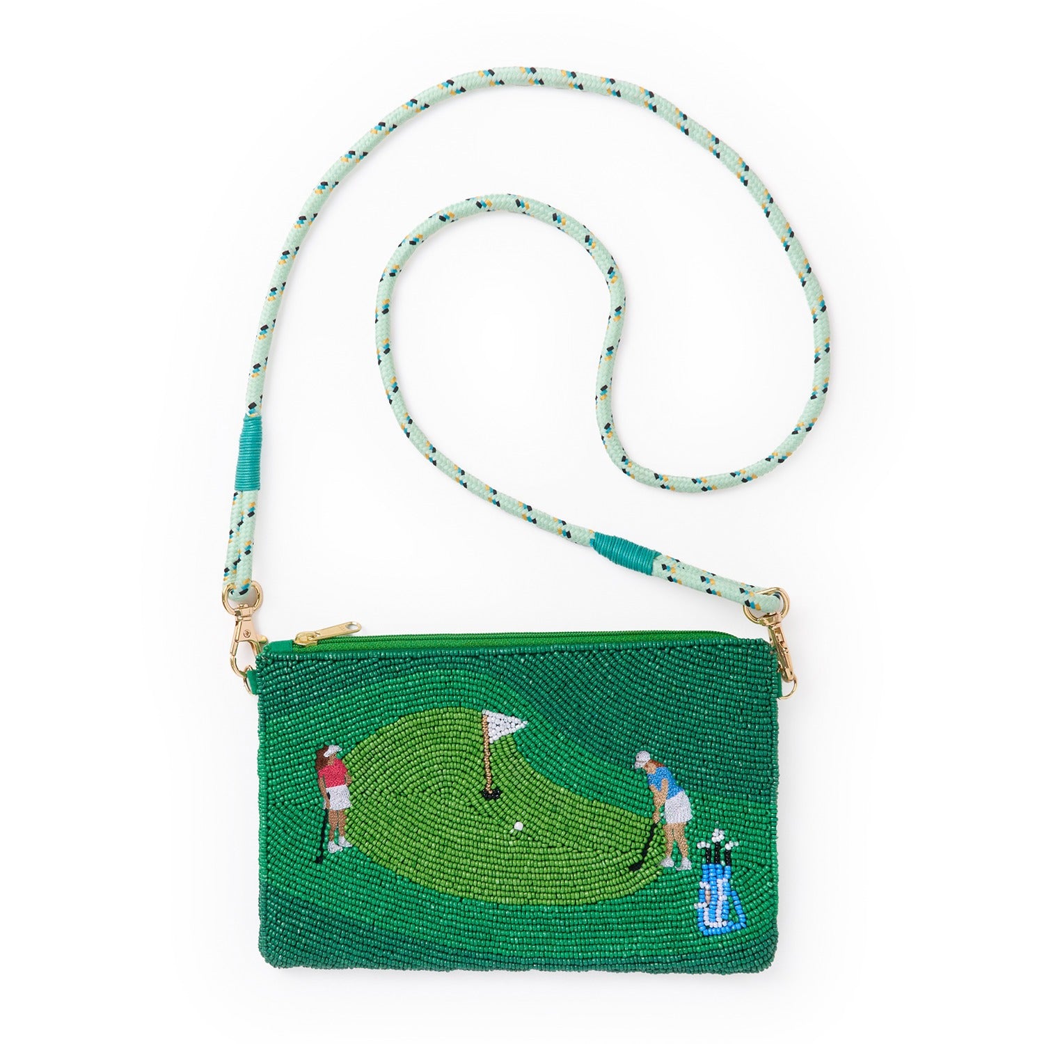 Leila Golfers Beaded Clutch with Strap