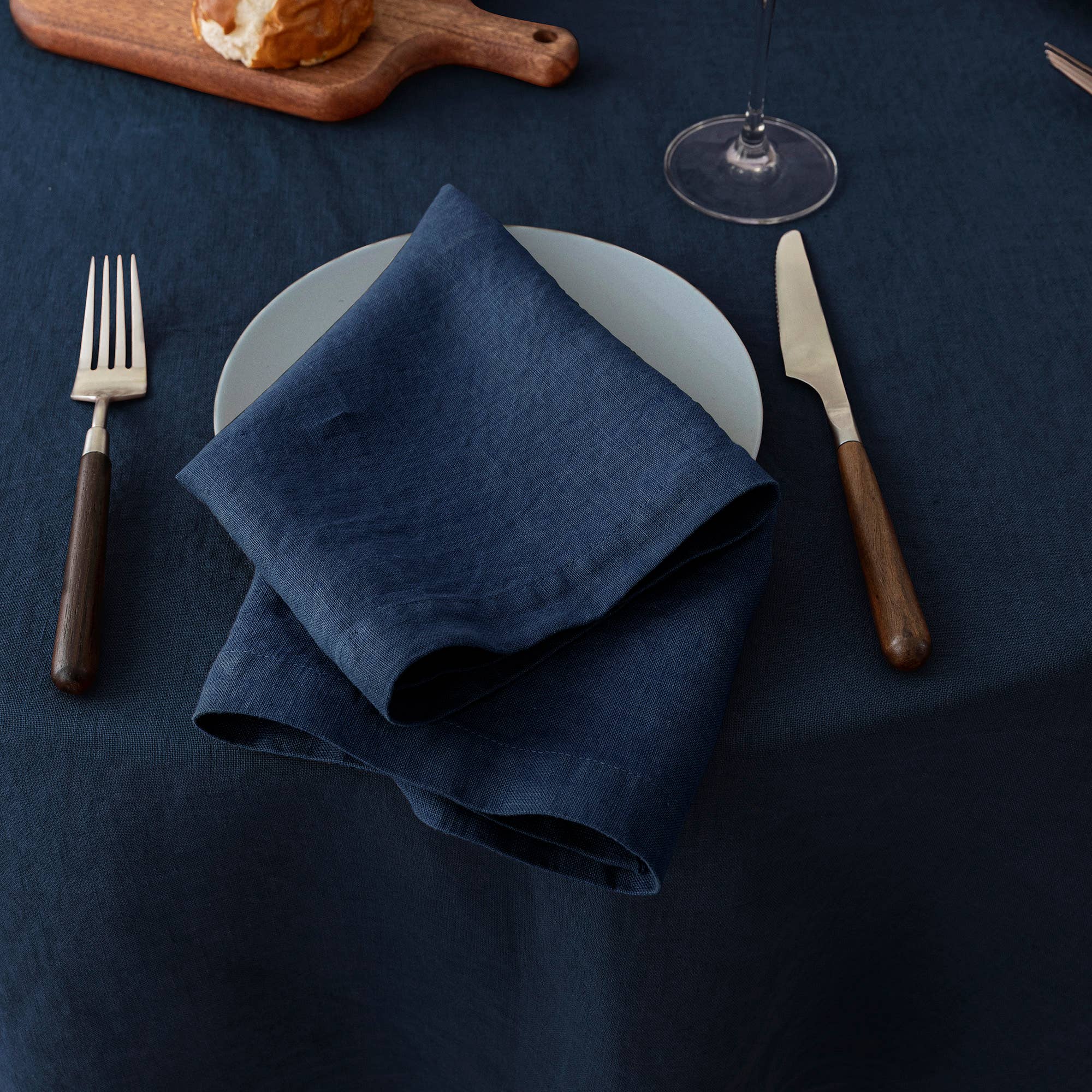 100% Linen Napkins (Set of 4) - 20'' x 20'' - Navy