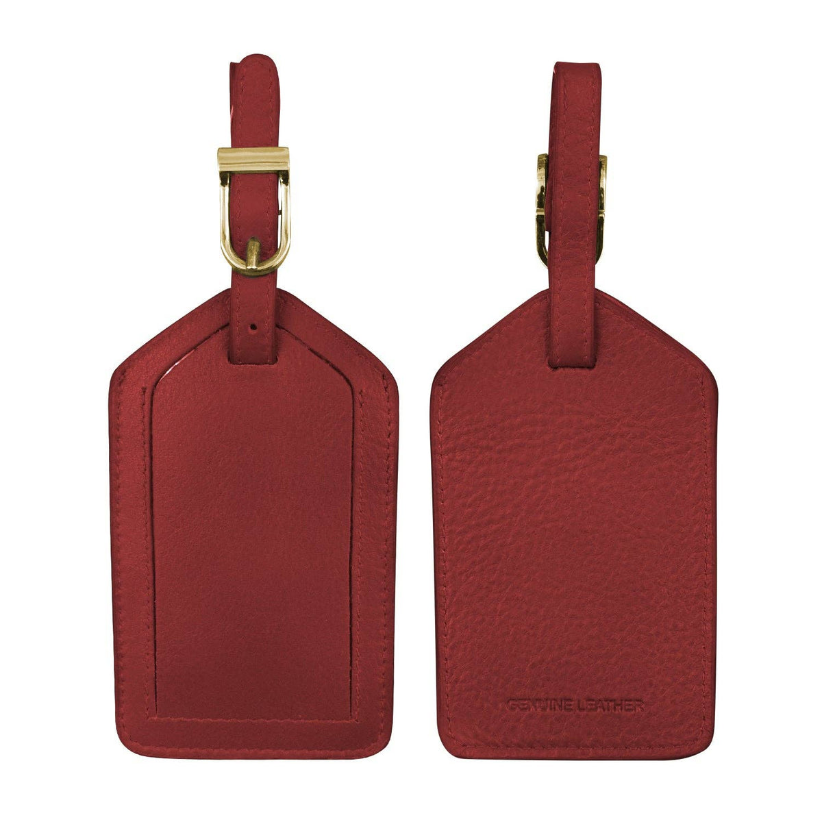 LEATHER LUGGAGE TAG W/ GOLD BUCKLE