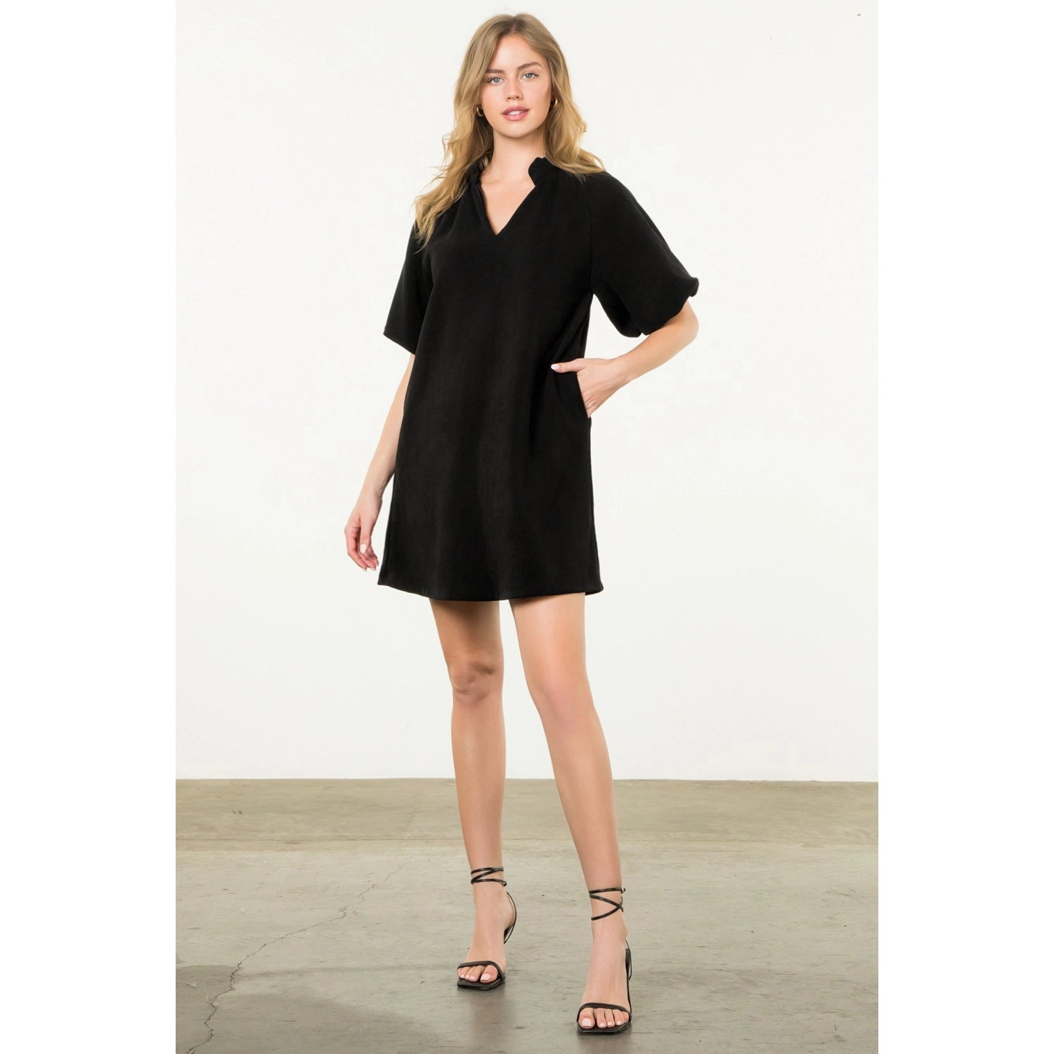 Audrey Puff Sleeve Corduroy Dress