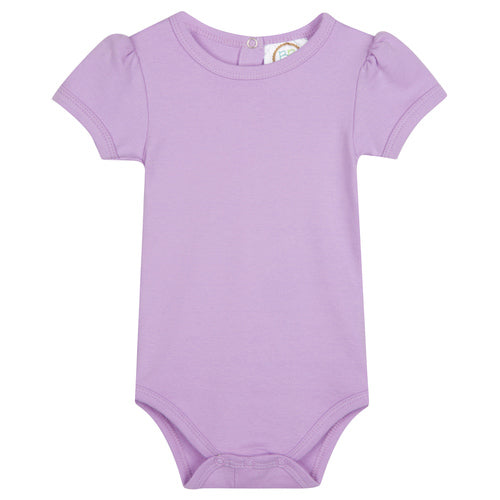 Girl's Short Puff Sleeve Lavender Infant Bodysuit