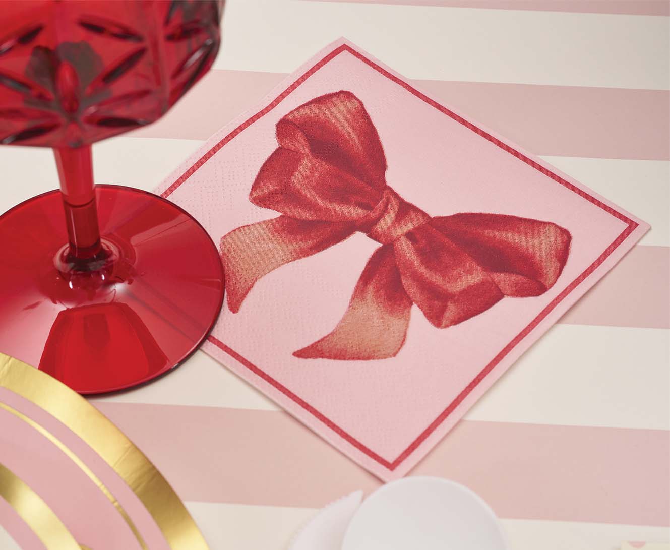 Sophistiplate |  Pink Christmas Bows Cocktail Napkin