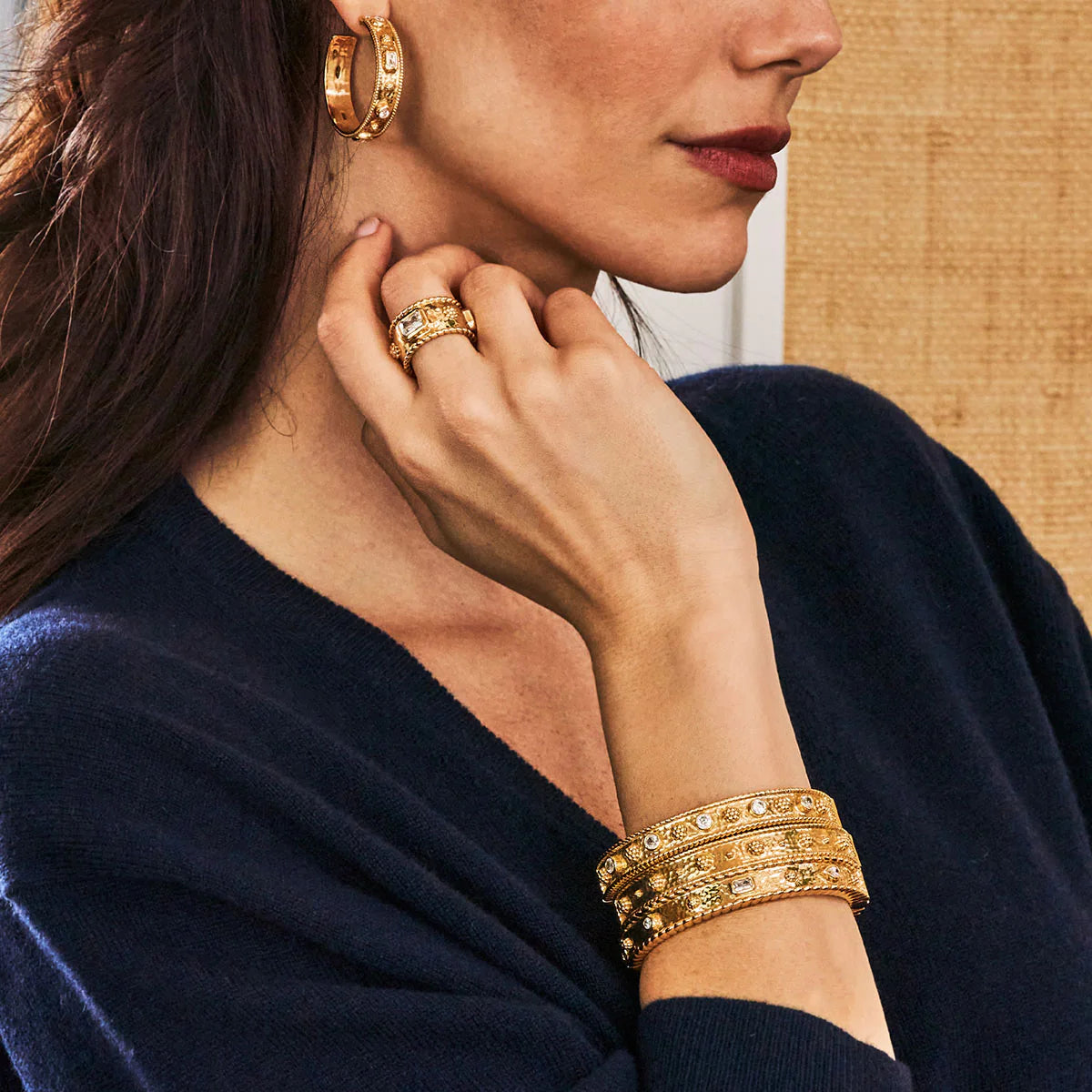 Capucine de Wulf| Berry Gem Classic Gold Hinged Bangle with CZ