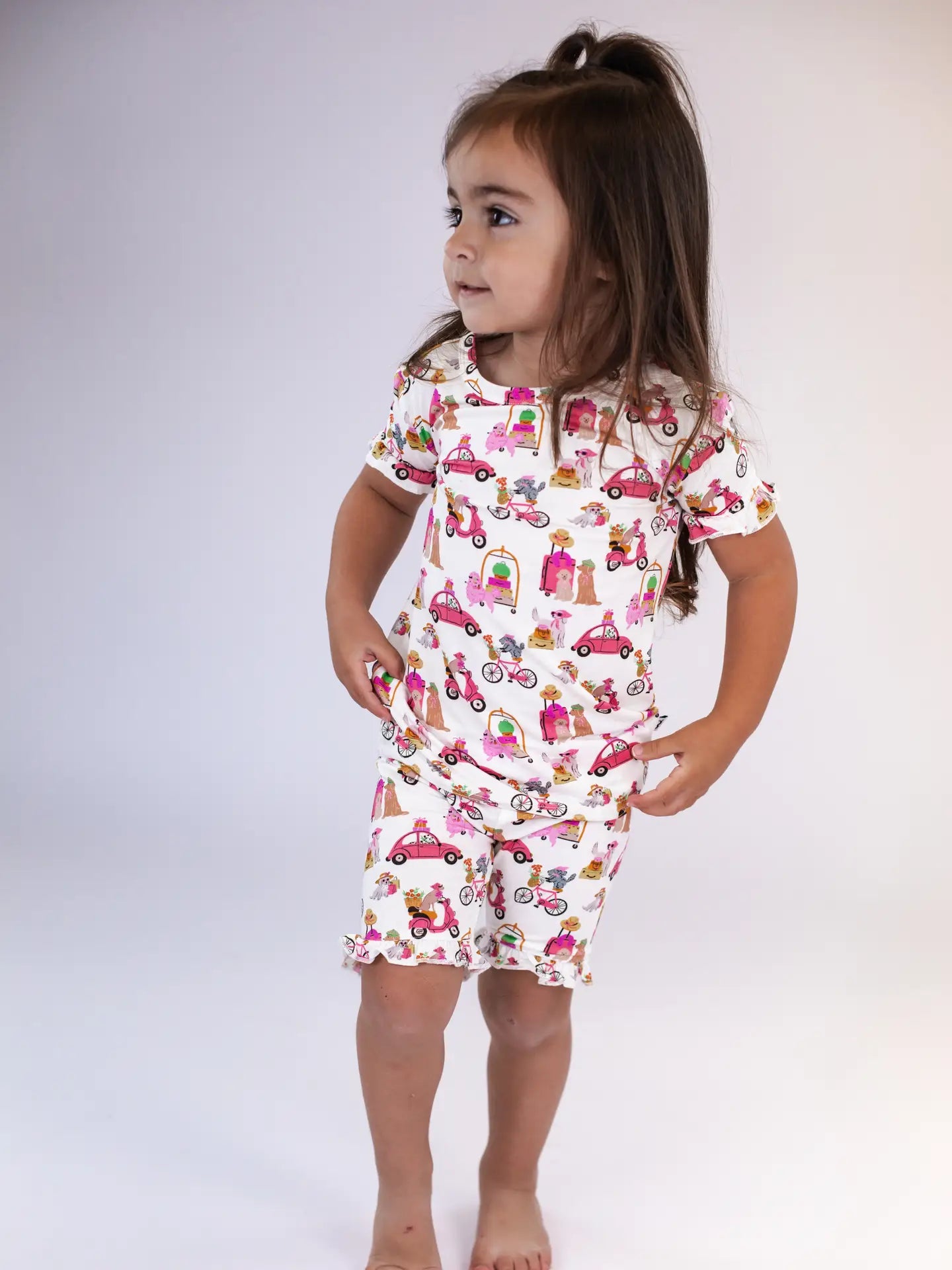 Puppy Chic Short Sleeve & Ruffled Shorts PJ Set