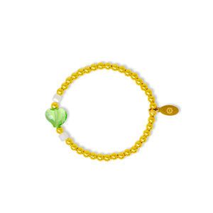 Stretchy Gold Bead Heart Birthstone Bracelets for Kids