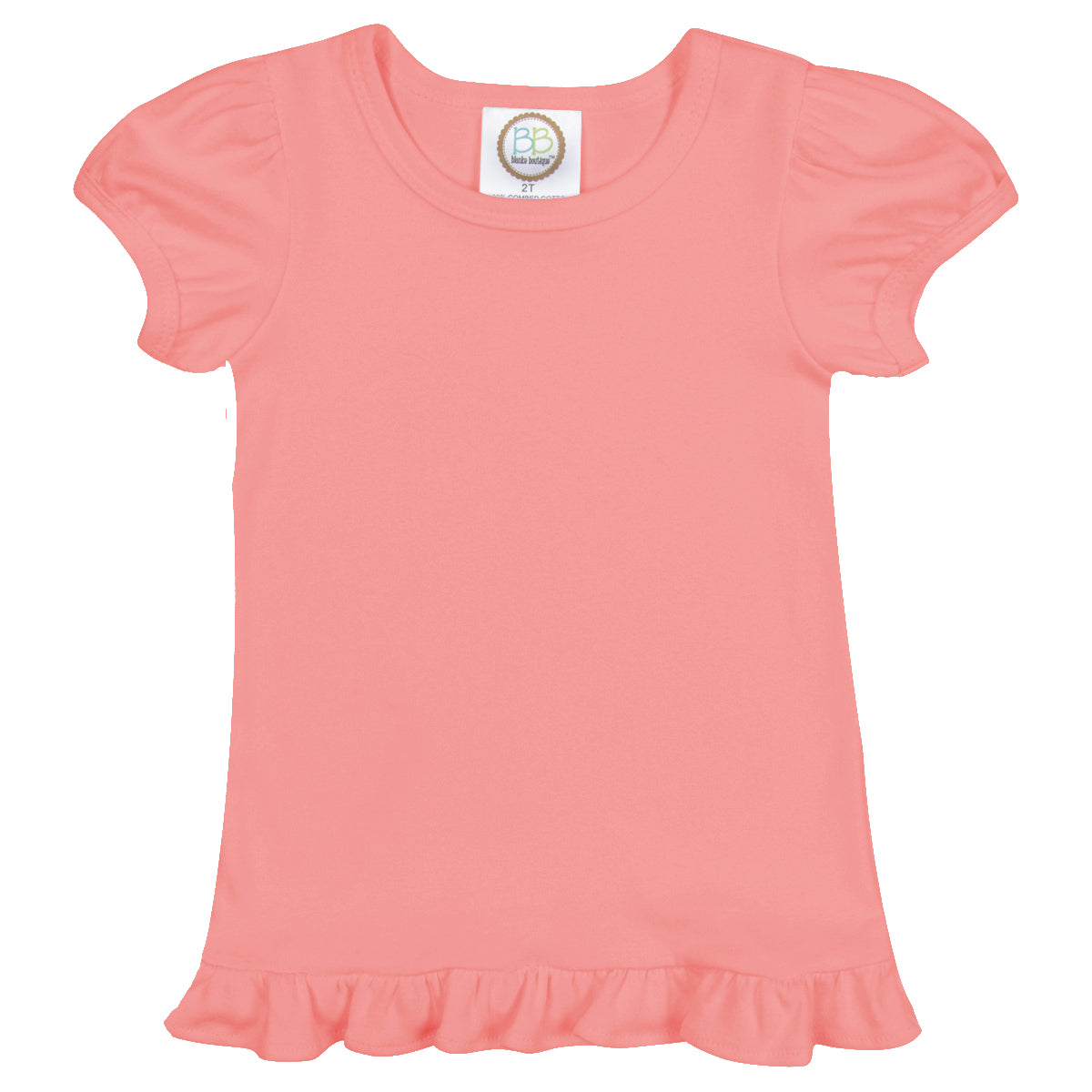 Girl's Coral Short Sleeve Ruffle T-Shirt