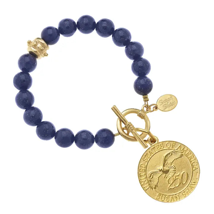 USA 250 Coin on Lapis Bracelet