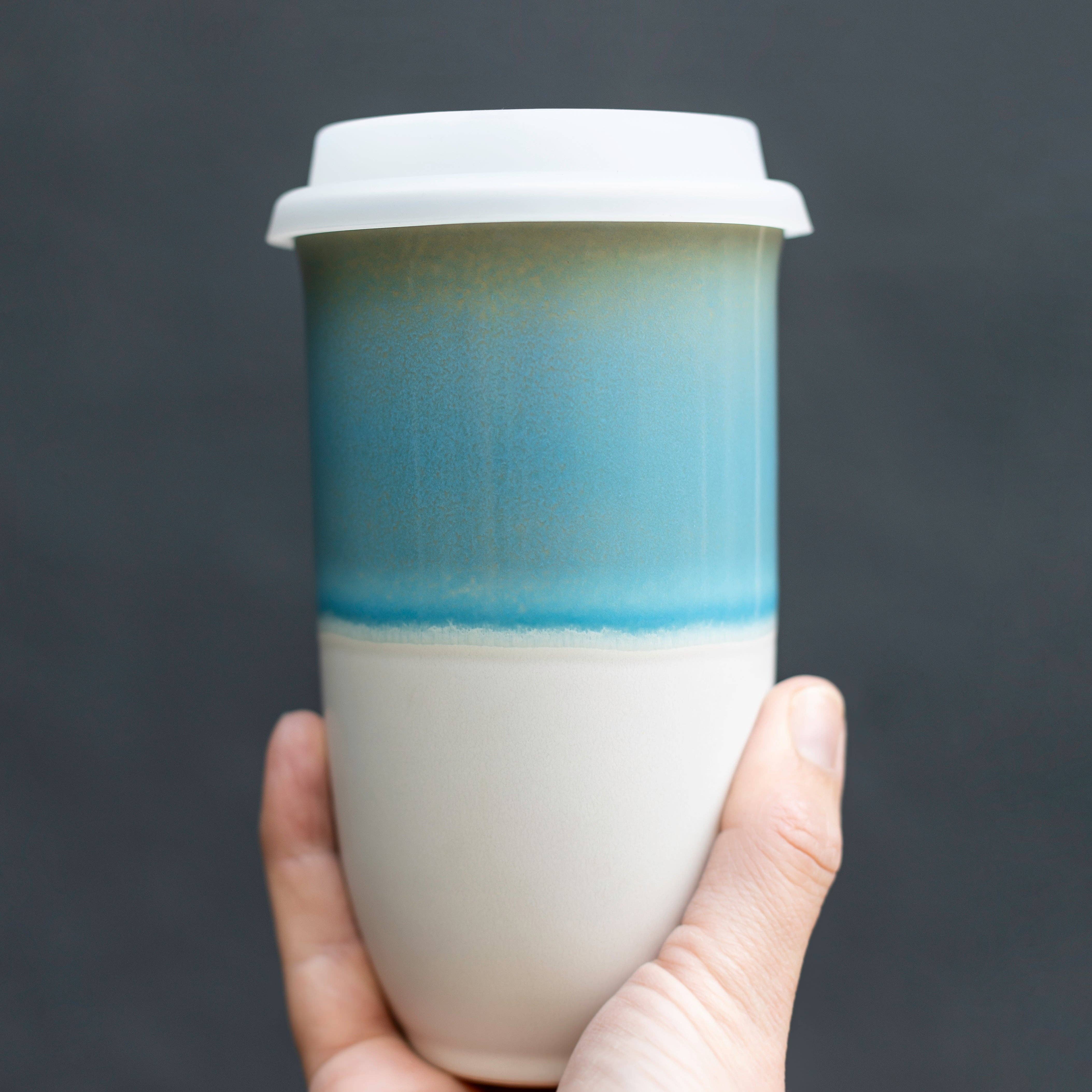 Lagoon Ceramic Travel Cup – 16oz with Lid & Sleeve