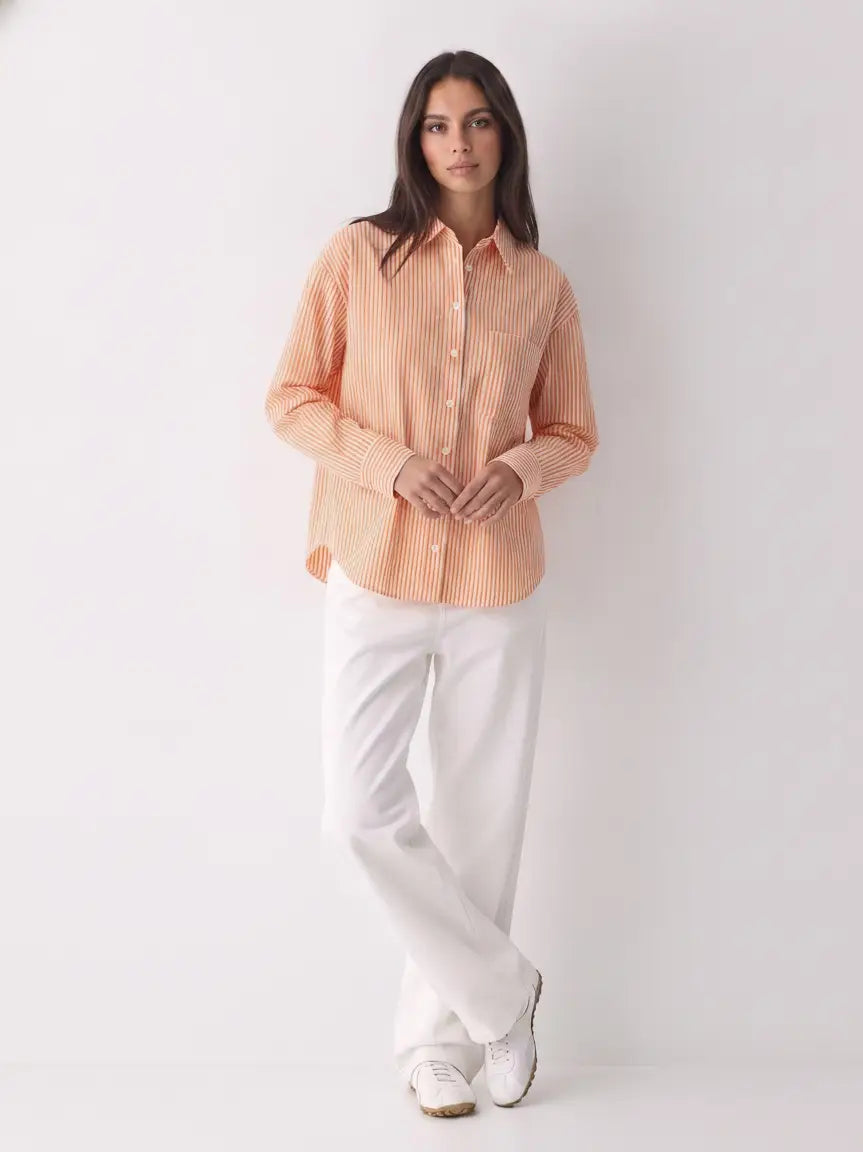 Maren Orange Striped Button Down