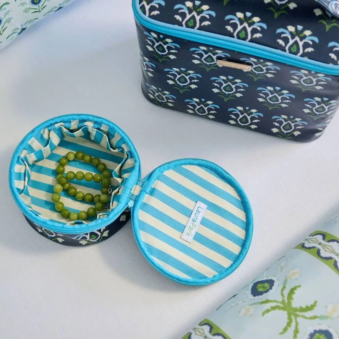 Rosemary Indigo Round Jewelry Case
