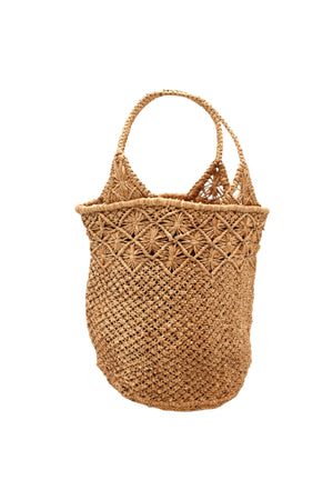 Luca Macrame Diamond and Crochet Straw Handbag