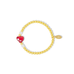 Stretchy Gold Bead Heart Birthstone Bracelets for Kids