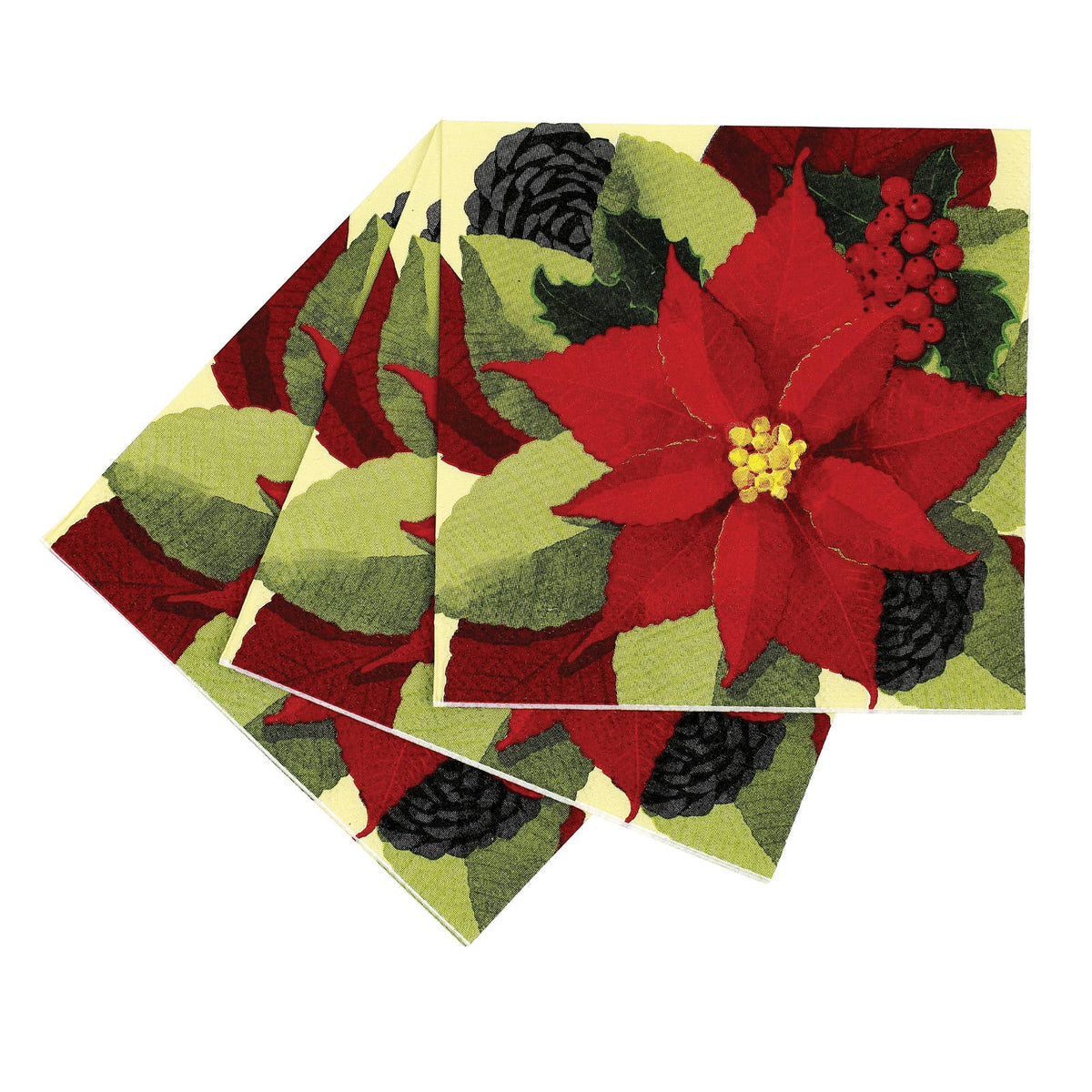 Poinsettia Paper Cocktail Napkins