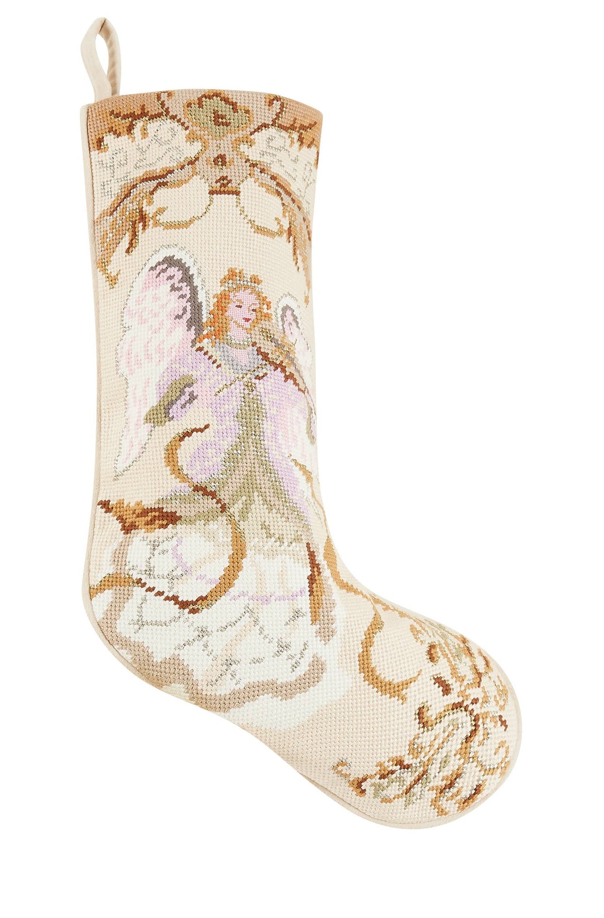 Angel with Violin Needlepoint Stocking