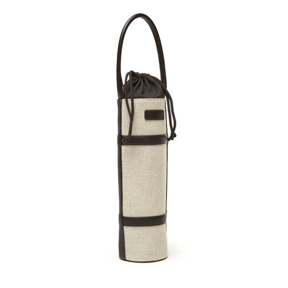 Capri Canvas and Leather Single Wine Tote - Thumbnail 2