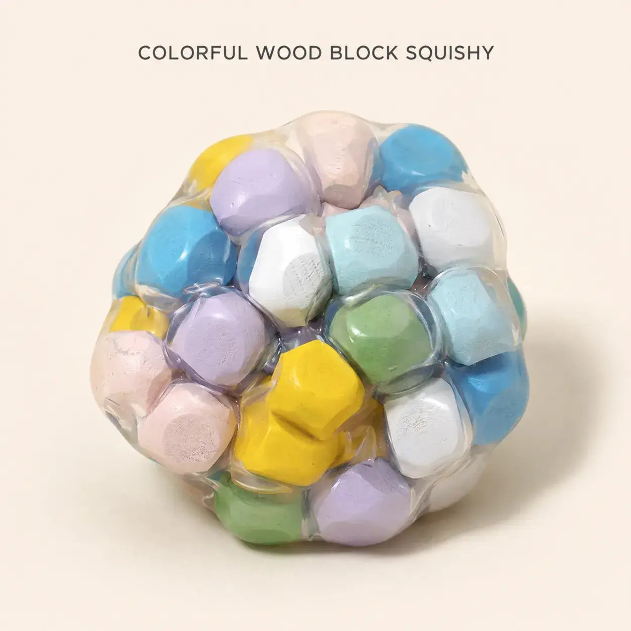 Rainbow Wooden Block Crunchy Squishy Ball