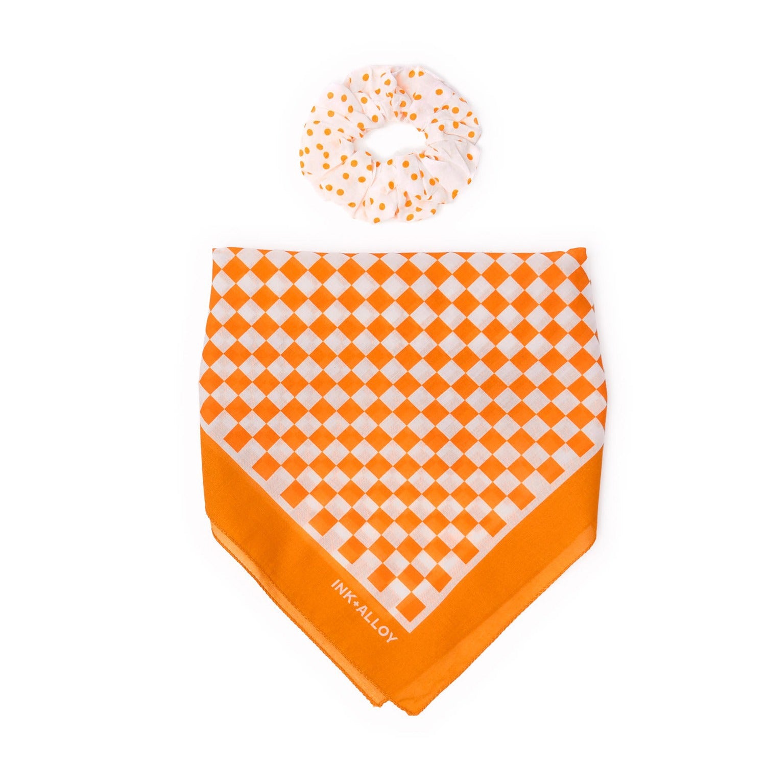 Gameday Scarf & Scunchie Set - Orange & White