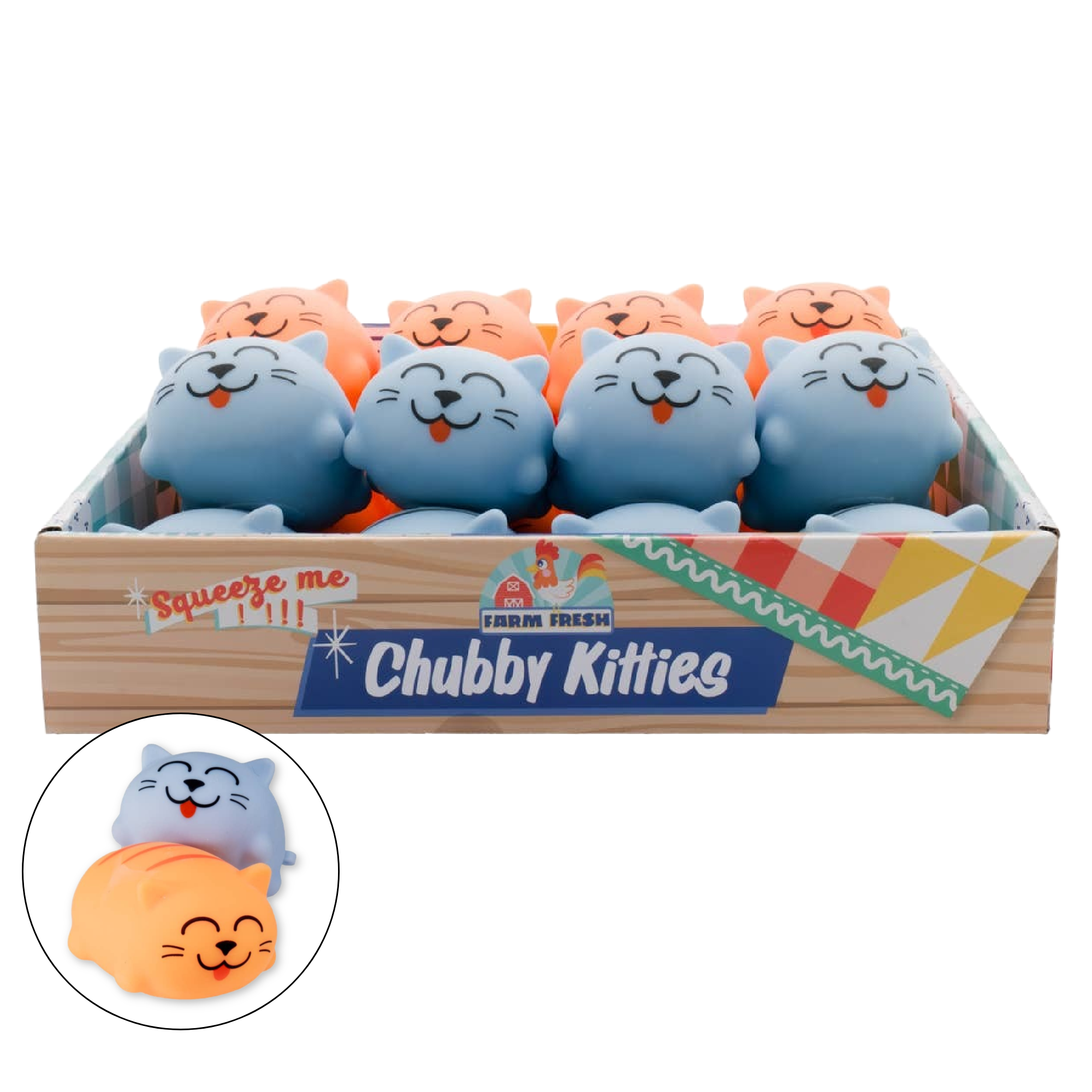 Farm Fresh Chubby Kitties, 3", Assorted Squishy Toy