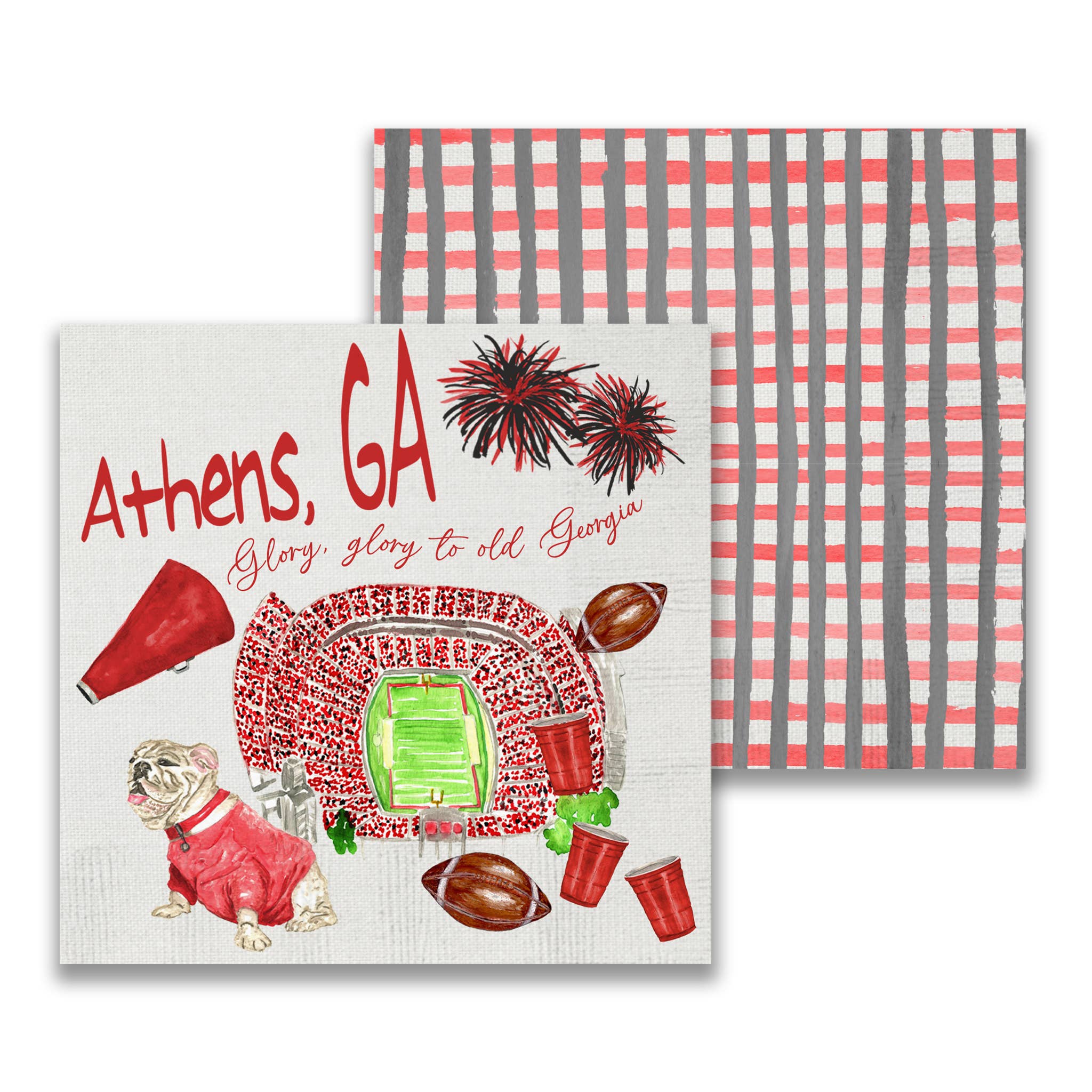 Georgia Football Pattern Cocktail Napkin