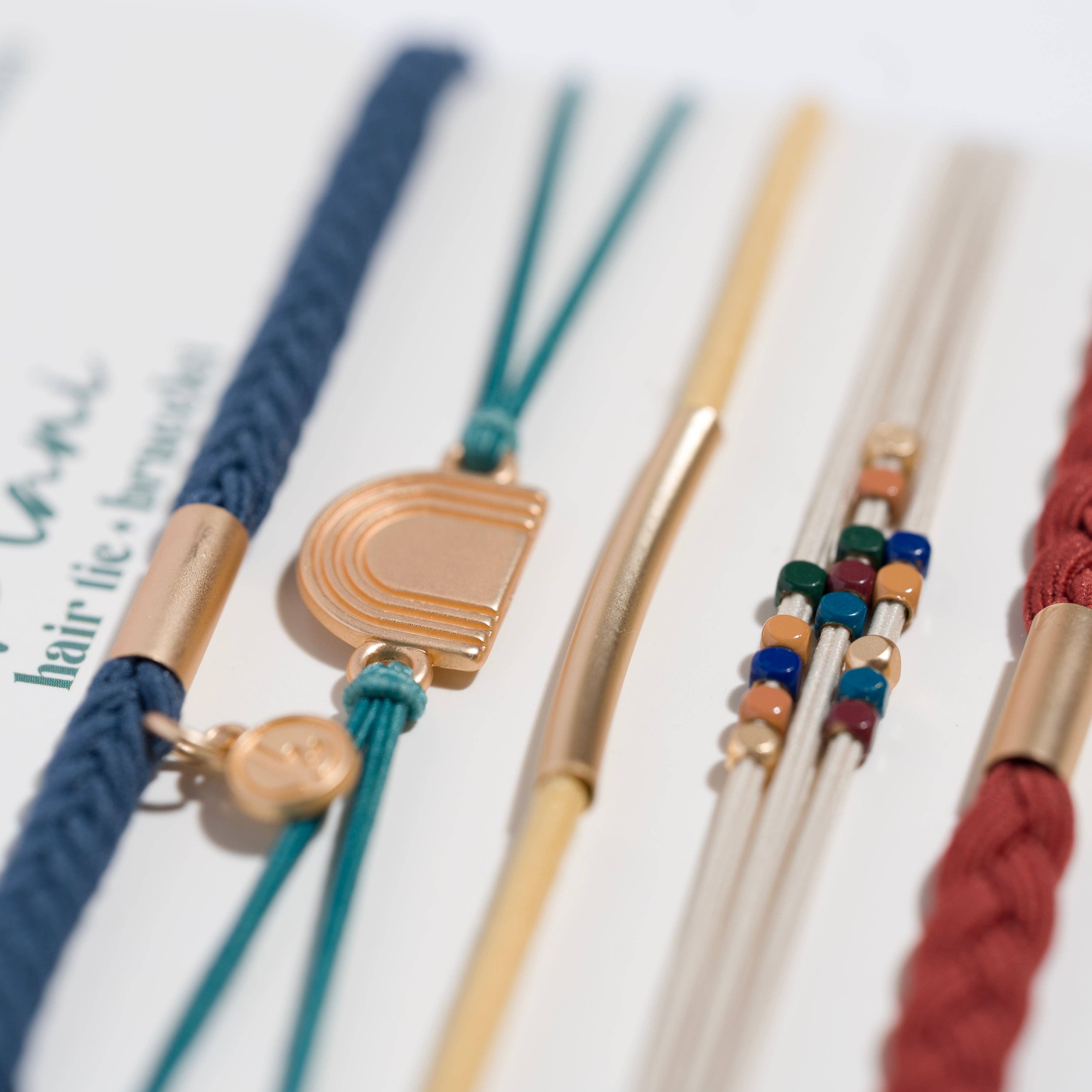 "Imagine" Gold Rainbow Themed Hair Tie Bracelets