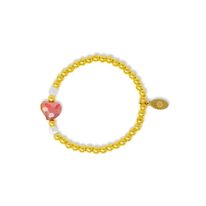 Stretchy Gold Bead Heart Birthstone Bracelets for Kids