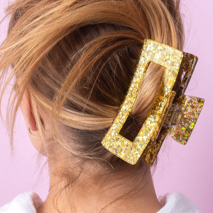 Claw Hair Clip - Large - Gold Confetti