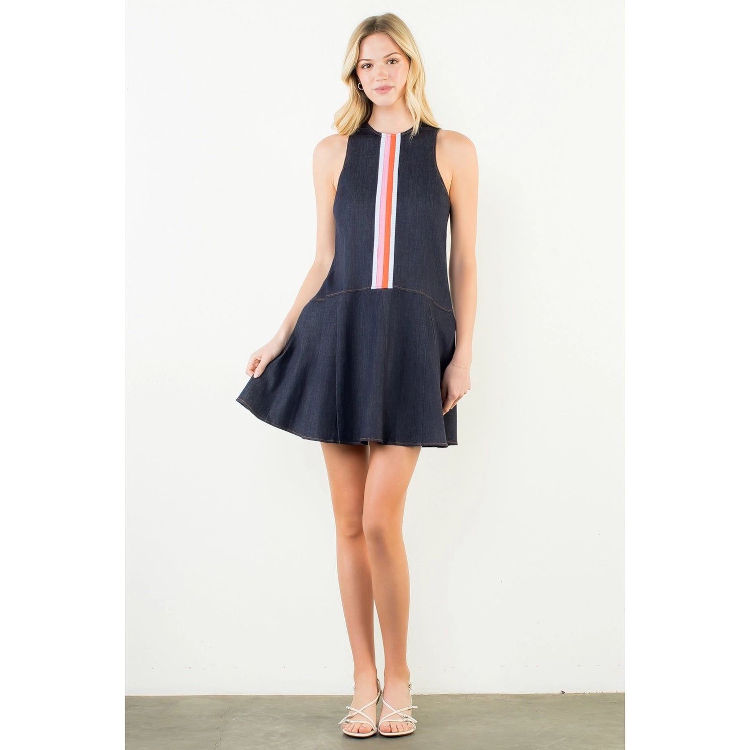 Sally Denim Stripe Sleevless Dress