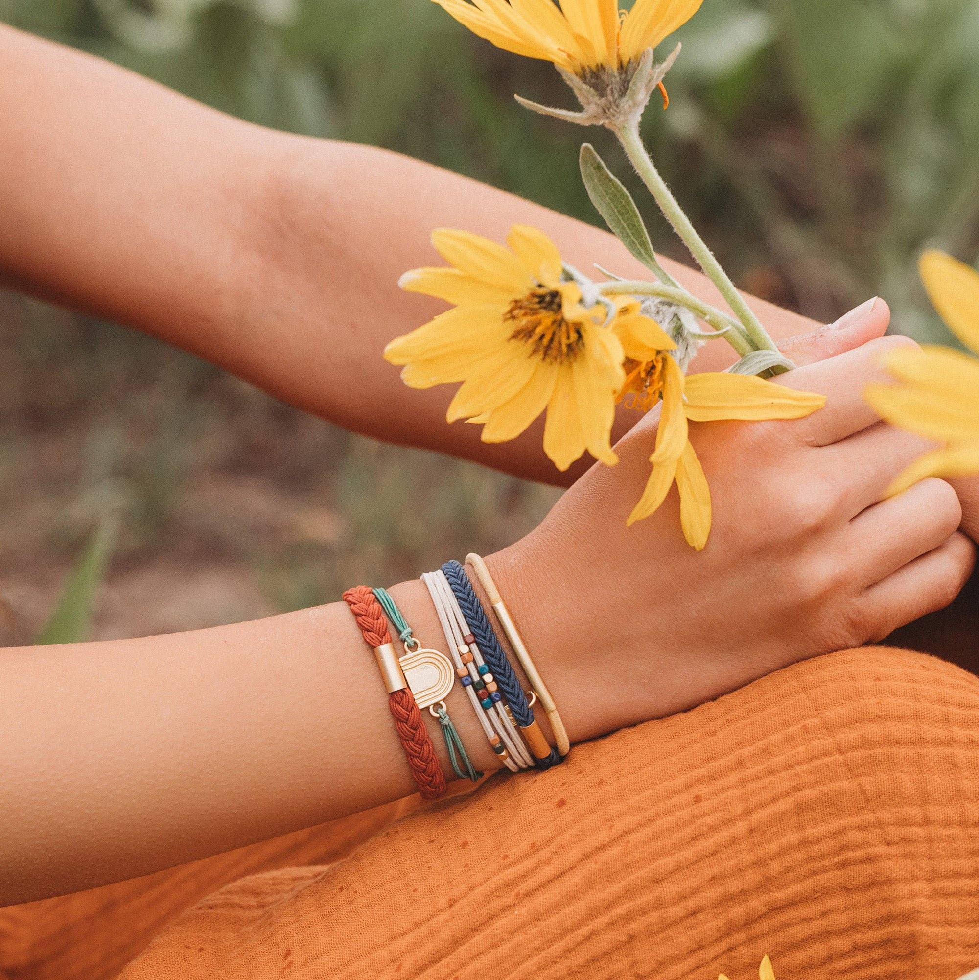 "Imagine" Gold Rainbow Themed Hair Tie Bracelets