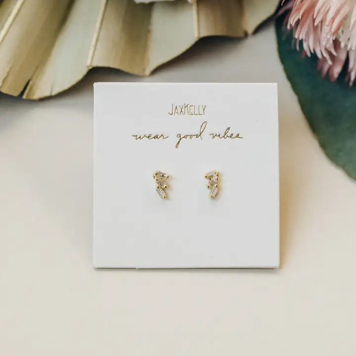 JaxKelly | Offset Trio Gold Earrings