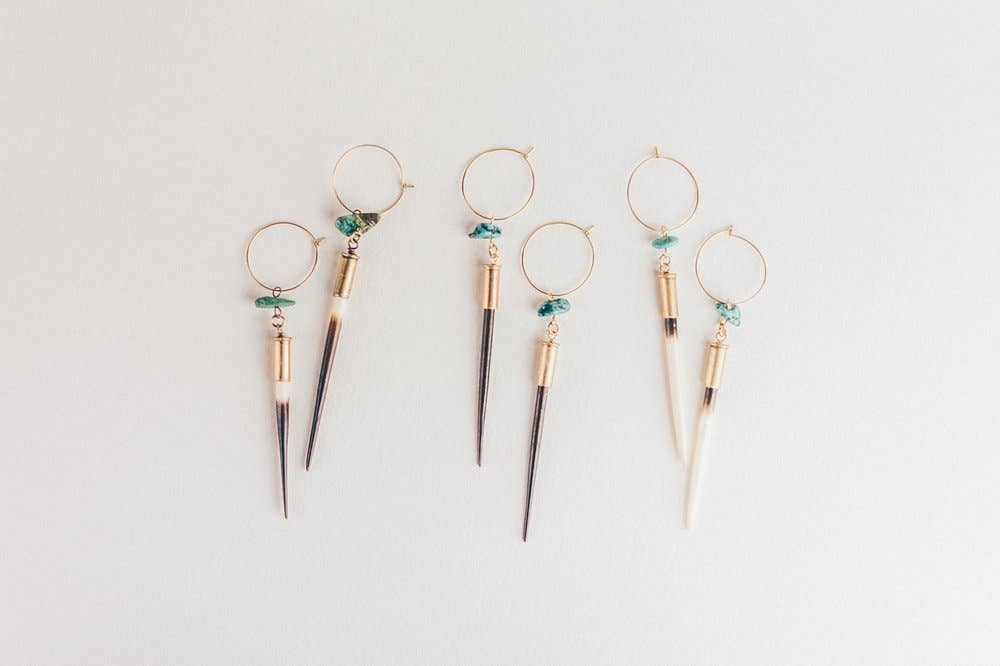 Beth Dutton Quill Earrings // Turq Hoop Variant