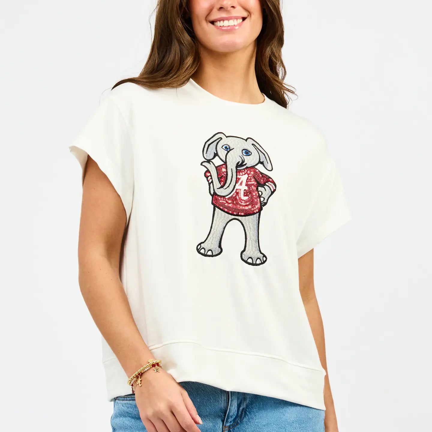 Emily Bama Mascot Sequin Top