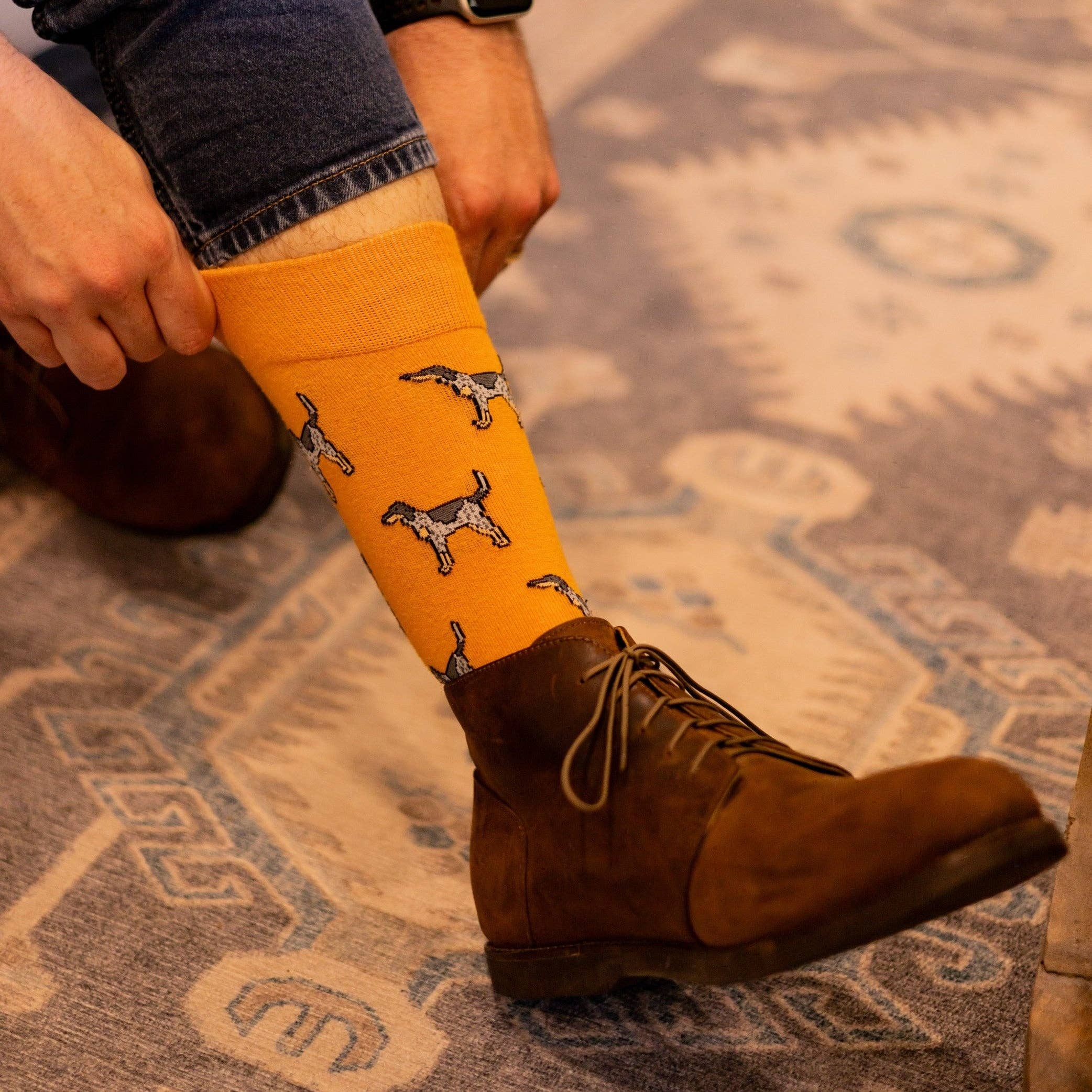 Orange Coonhound Socks