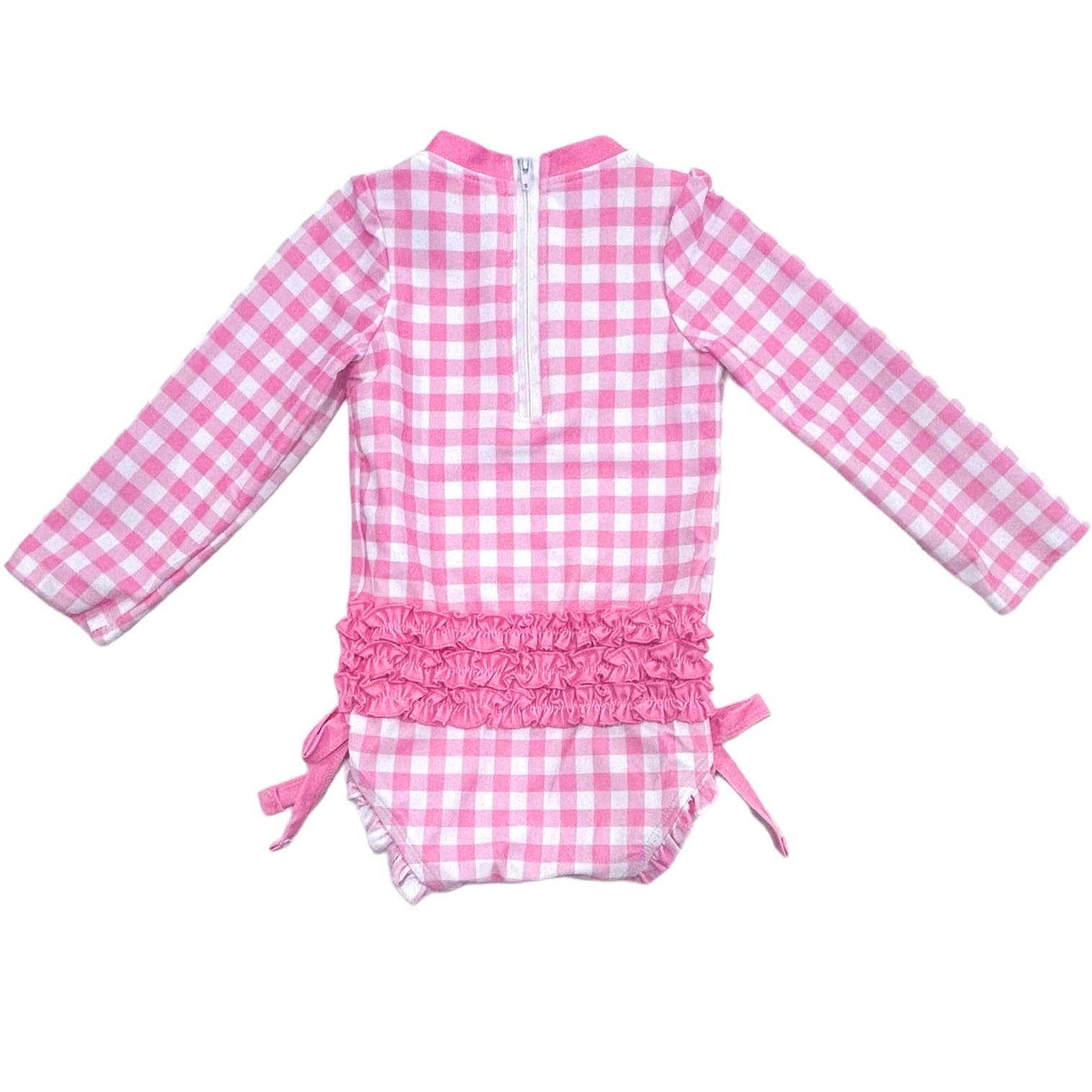 Girls One Piece Swimsuit - Pink Gingham