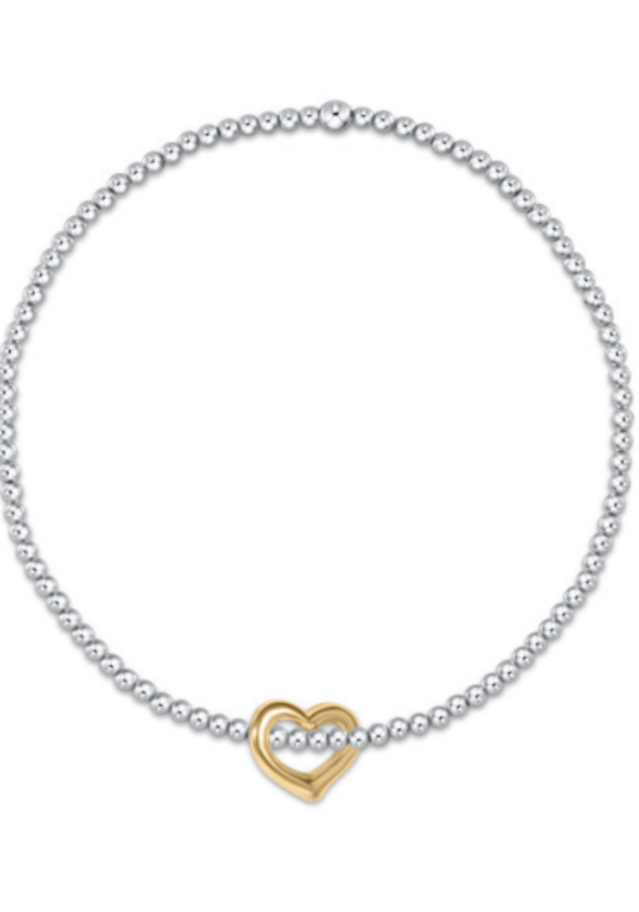 Classic Sterling Mixed Metal 2.5mm Bracelet - Love Gold Charm