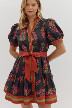 Ella Floral Puff Sleeve Mini Dress