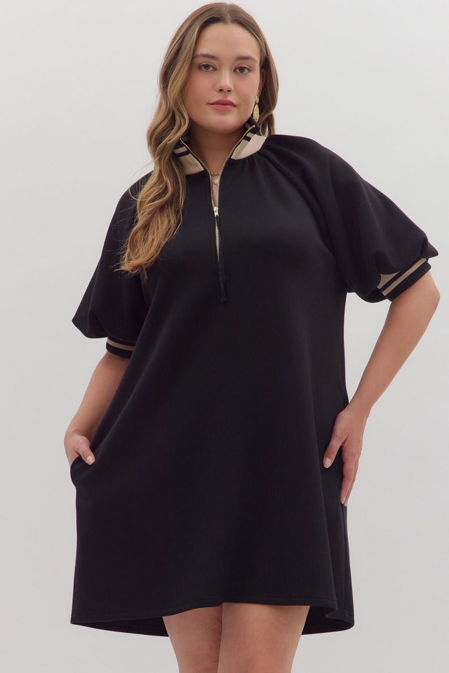 Jamie Zip Front Short Sleeve Dress