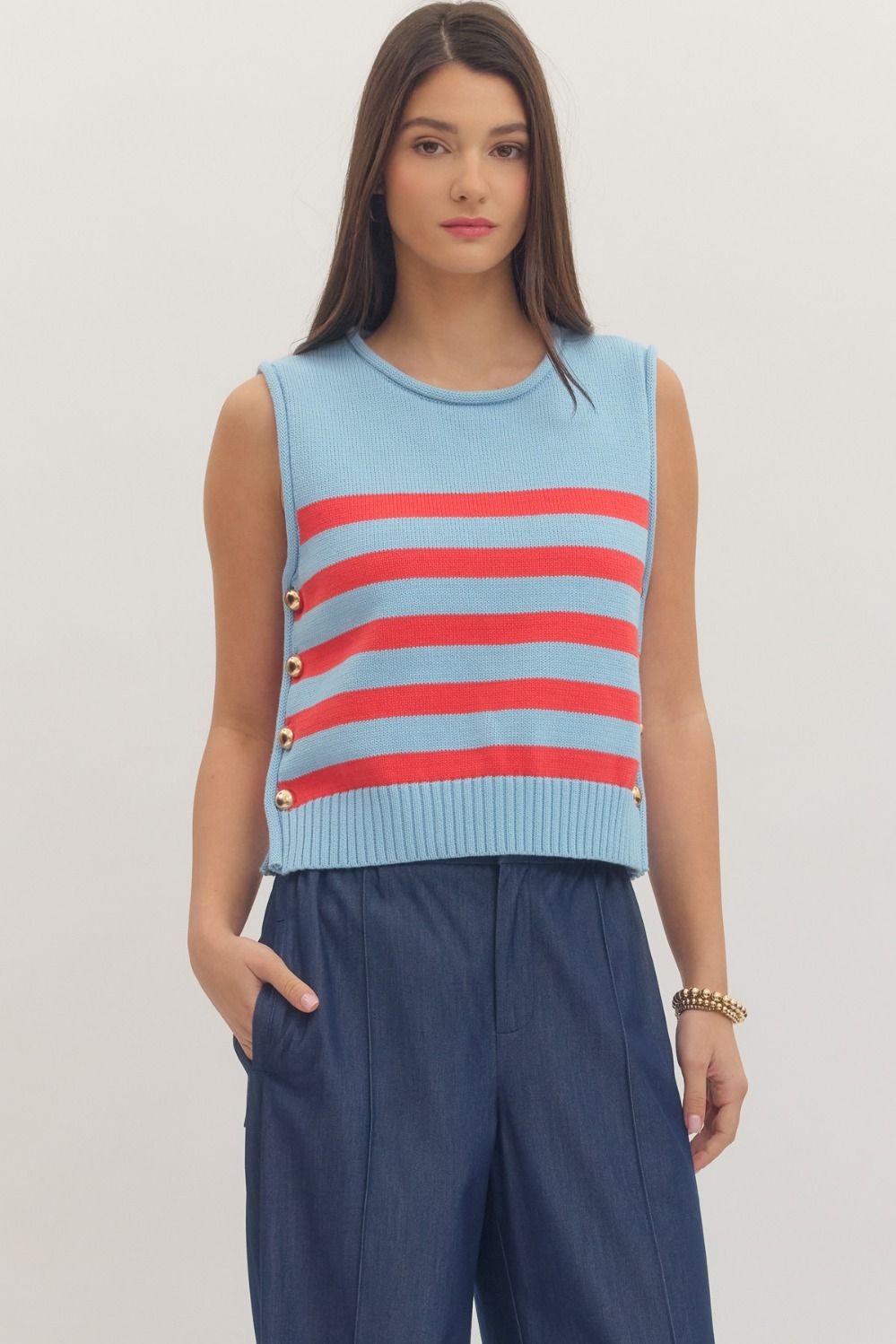 Poppi Stripe Sweater Vest Top