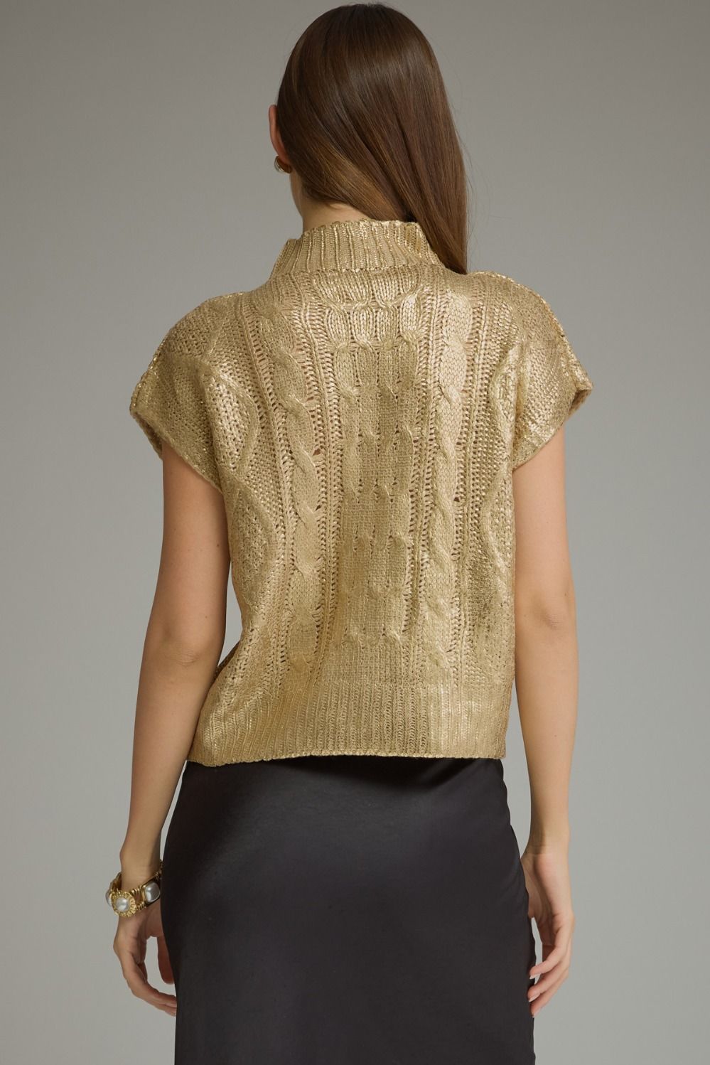 Stella Cable Knit Gold Sweater