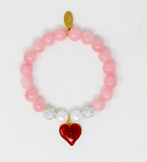 Fancy Pink Hearts Bracelet