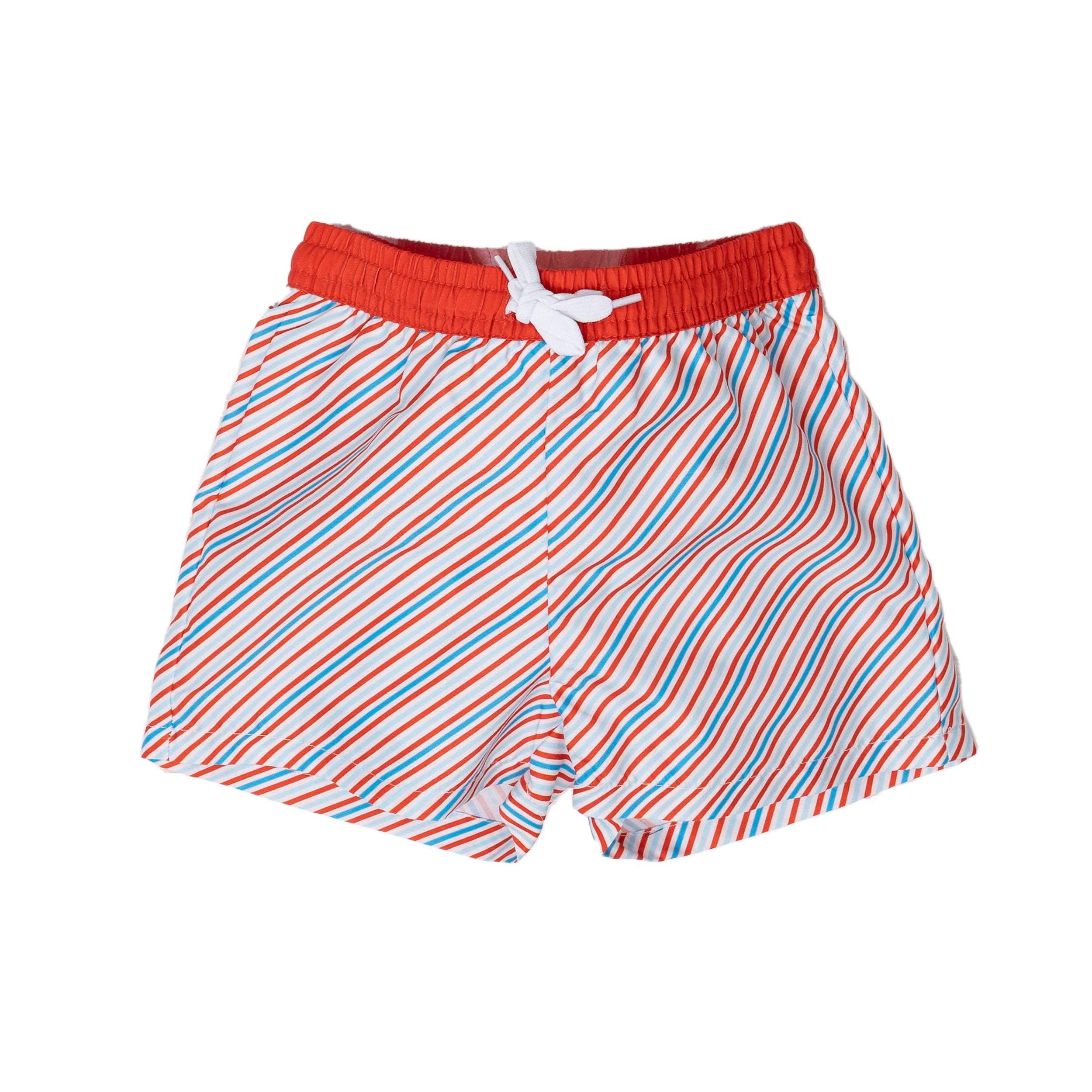 Red, White & Blue Stripes Boys Trunks